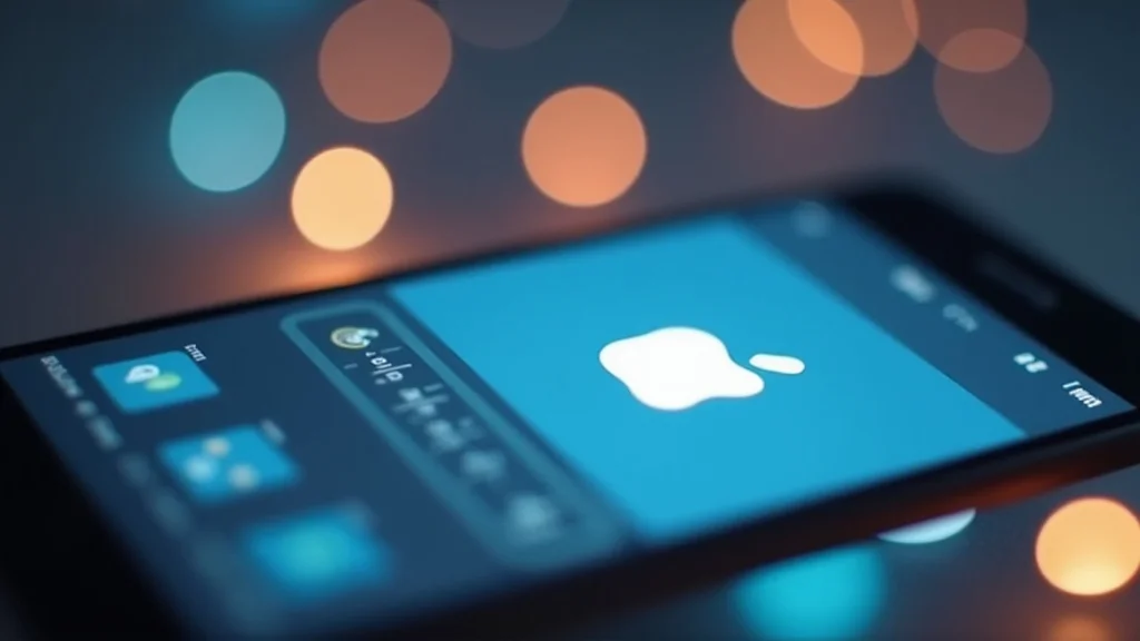 The image shows a person looking at a phone with colorful app icons, illustrating an Android App Store Download Guide Made Easy.