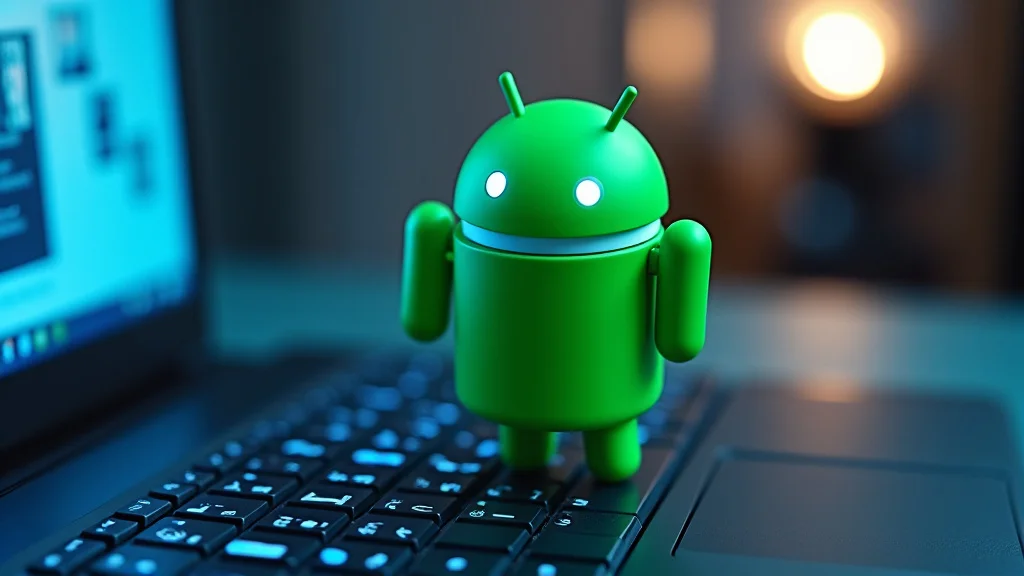 The image shows a Windows 11 desktop with an Android app open, illustrating a simple guide to run them.